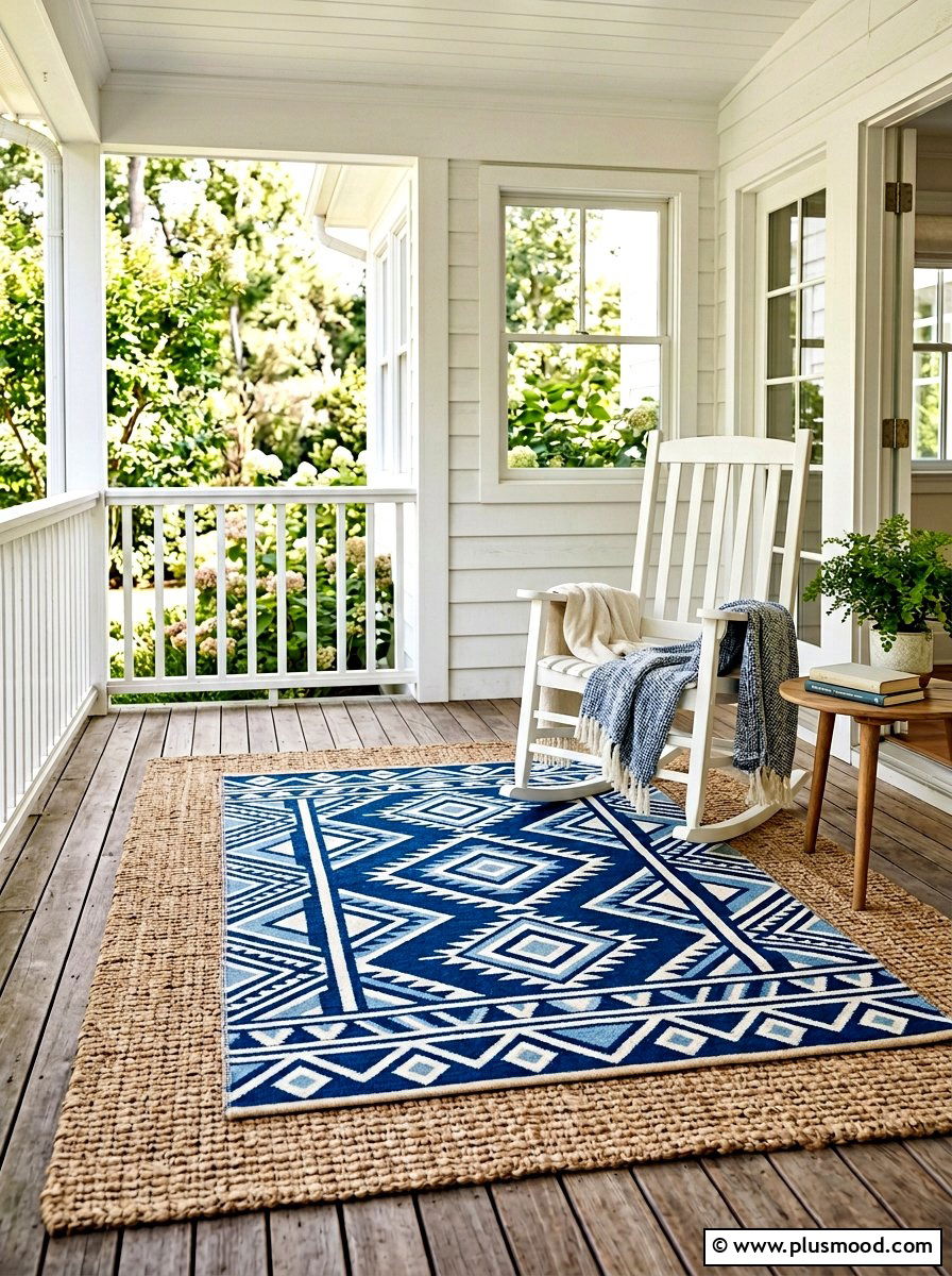 Layered outdoor rug - 25 summer porch corner decor ideas