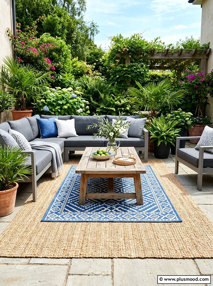 Layered outdoor rug