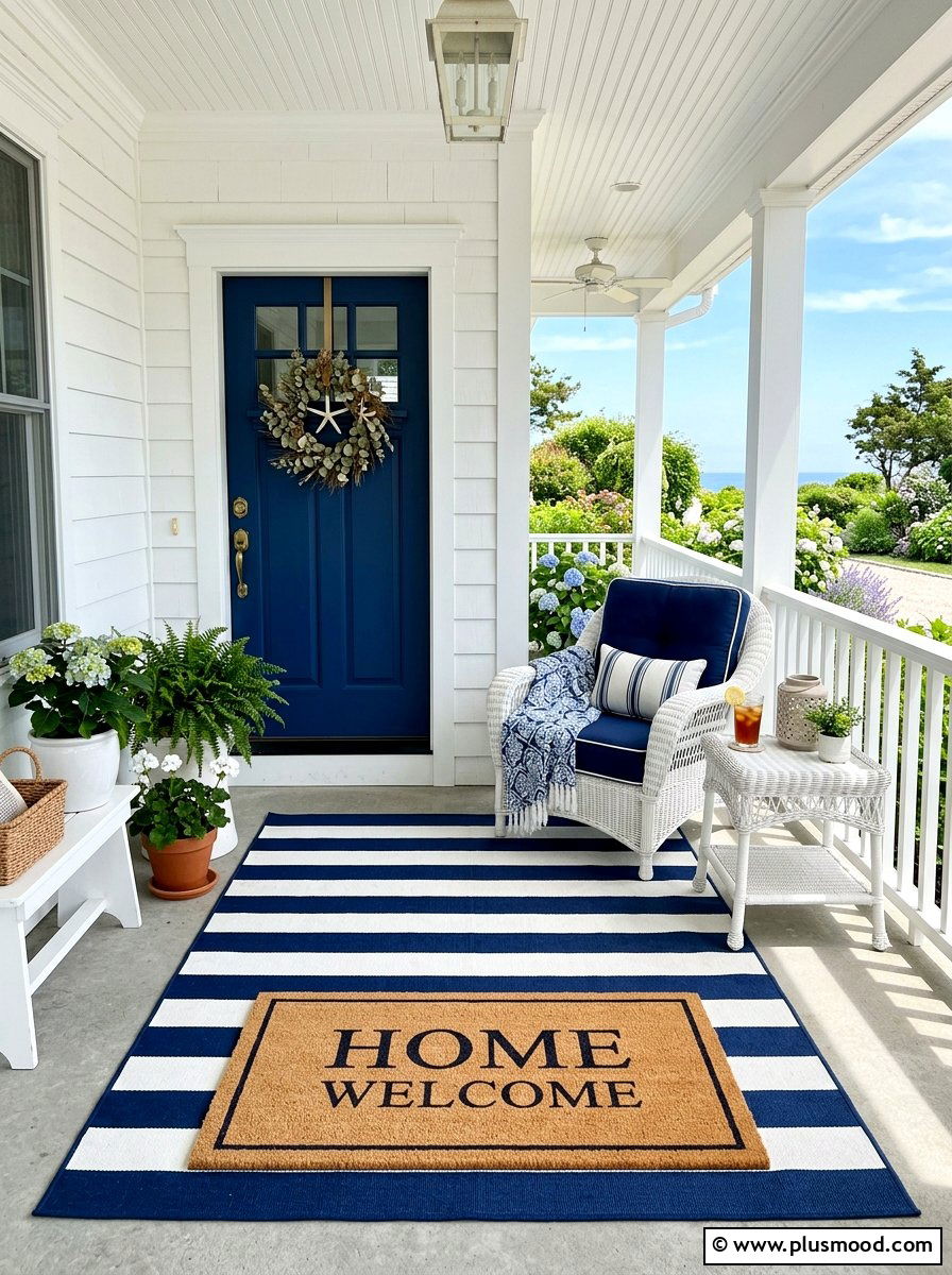 Layered rug porch - 25 summer welcome mat ideas for summer
