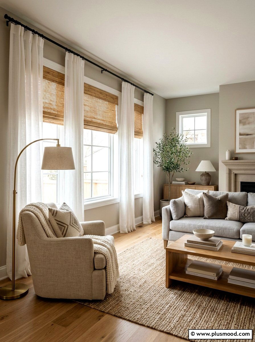 Layered window treatments - 25 summer window decor ideas for living room