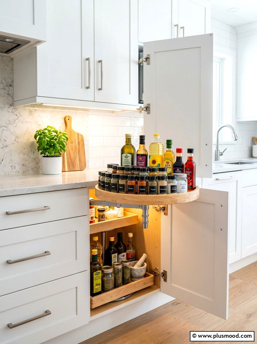 Lazy Susan Corner Cabinet - 25 summer kitchen organization ideas