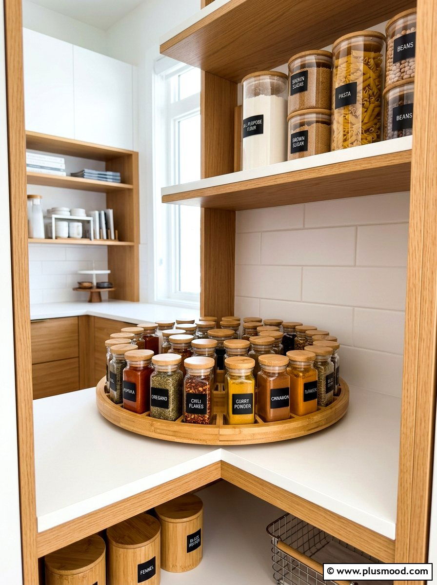 Lazy Susan Spice Rack - 25 summer pantry organization ideas