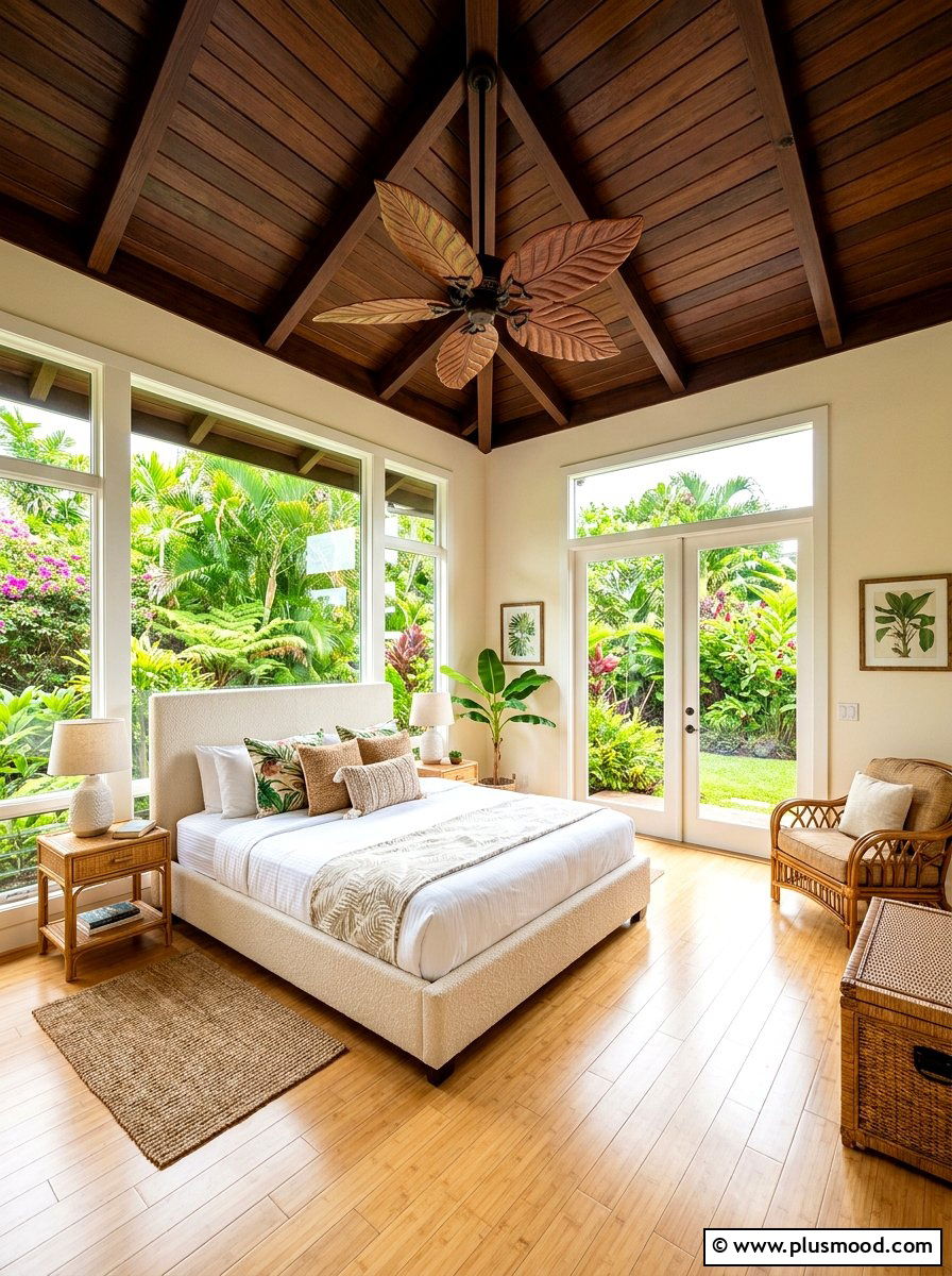 Leaf Blade Ceiling Fan - 25 summer tropical bedroom ideas
