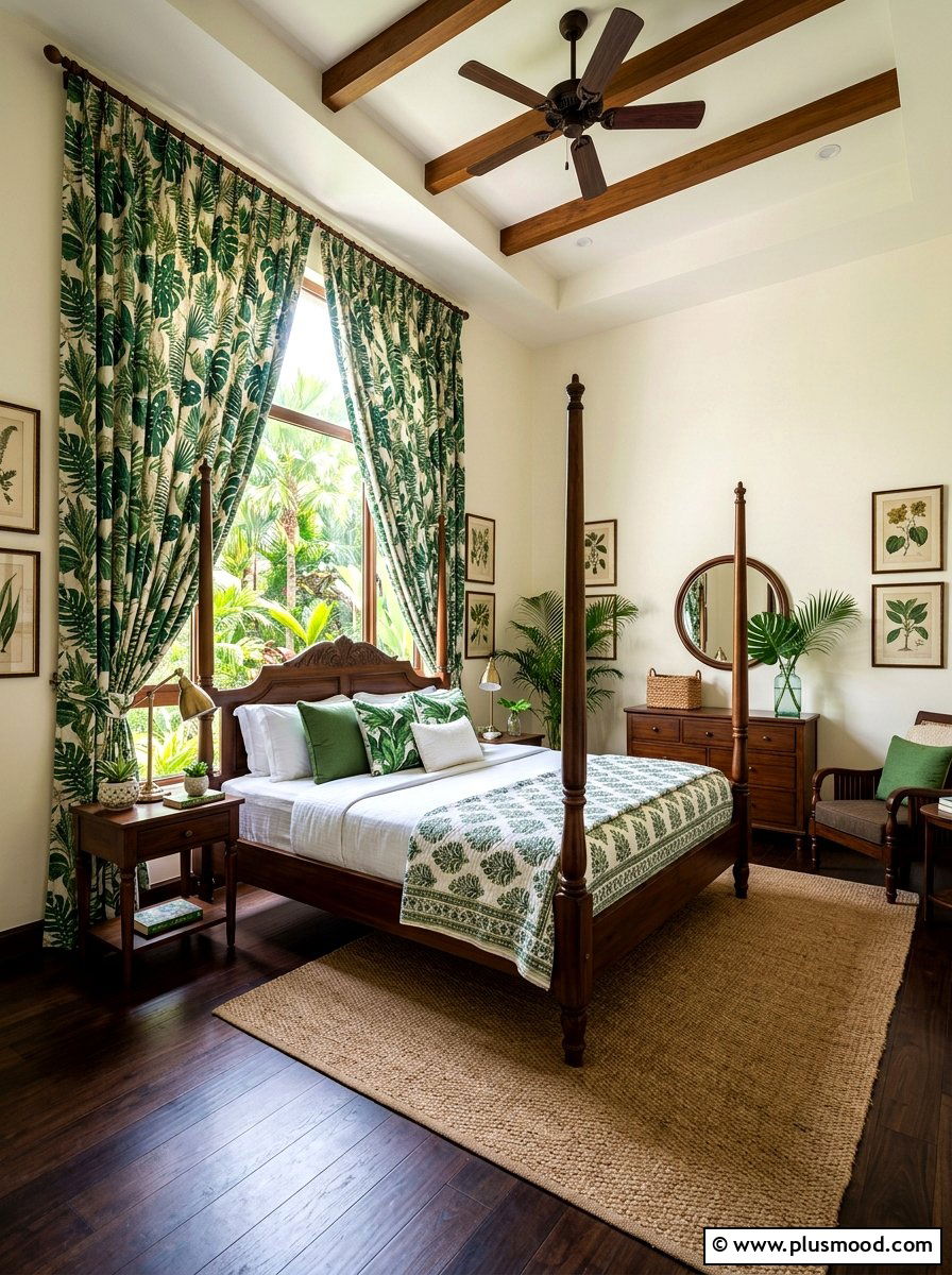 Leaf Pattern Curtains - 25 summer curtains ideas for bedroom