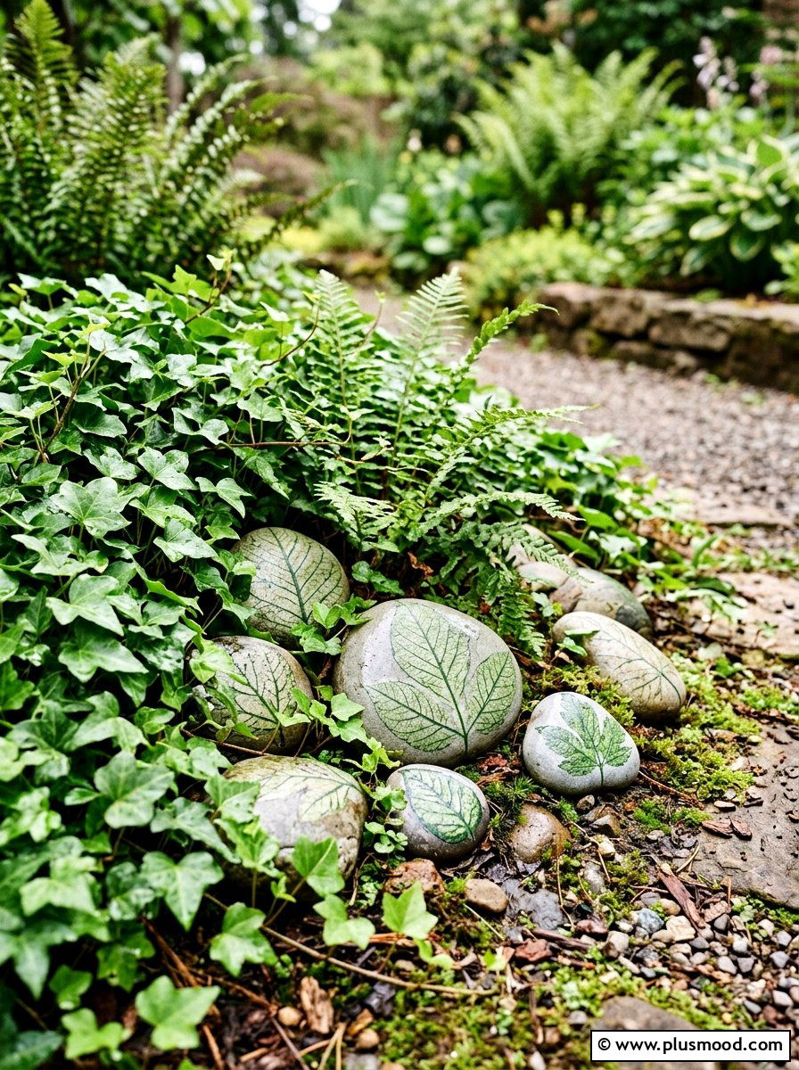 Leaf Rock - 25 painted rock ideas for fairy garden