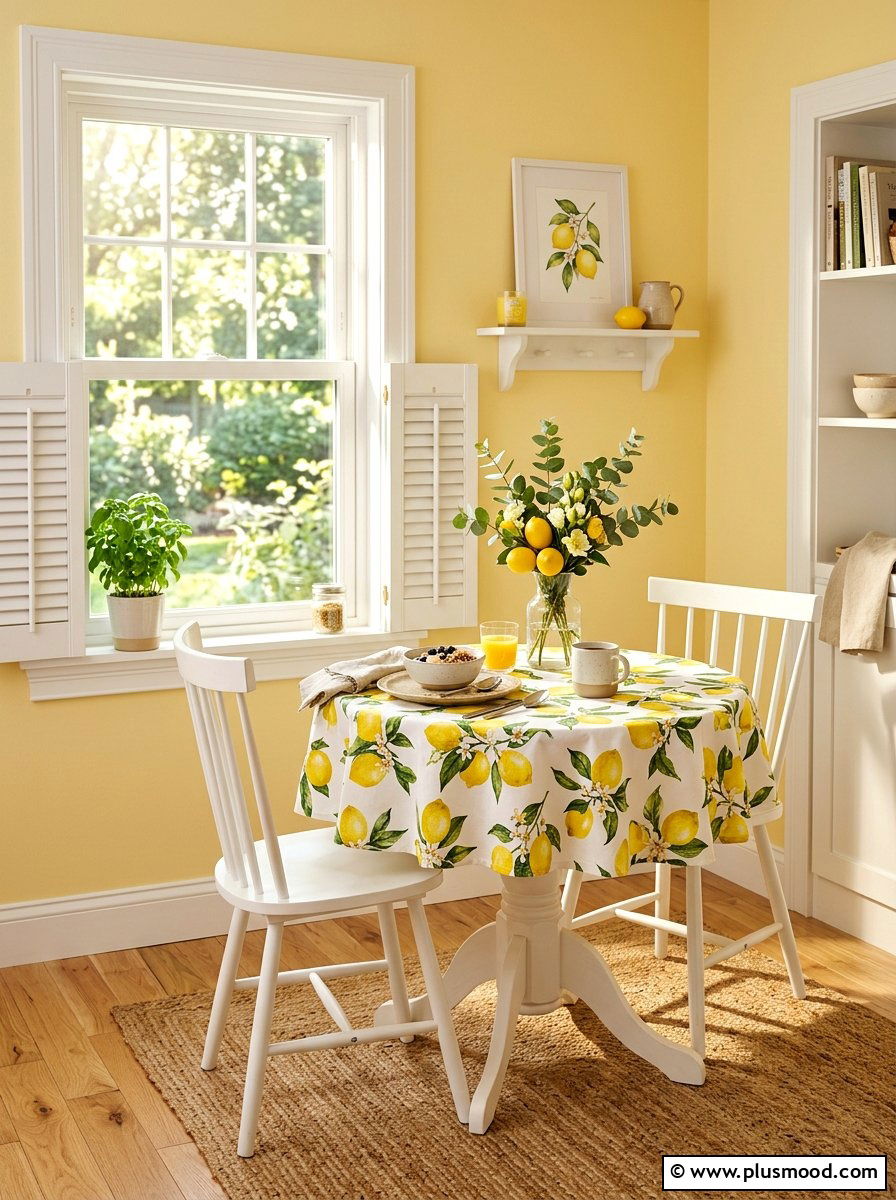 Lemon Accent Breakfast Nook - 25 summer decorating ideas for small homes