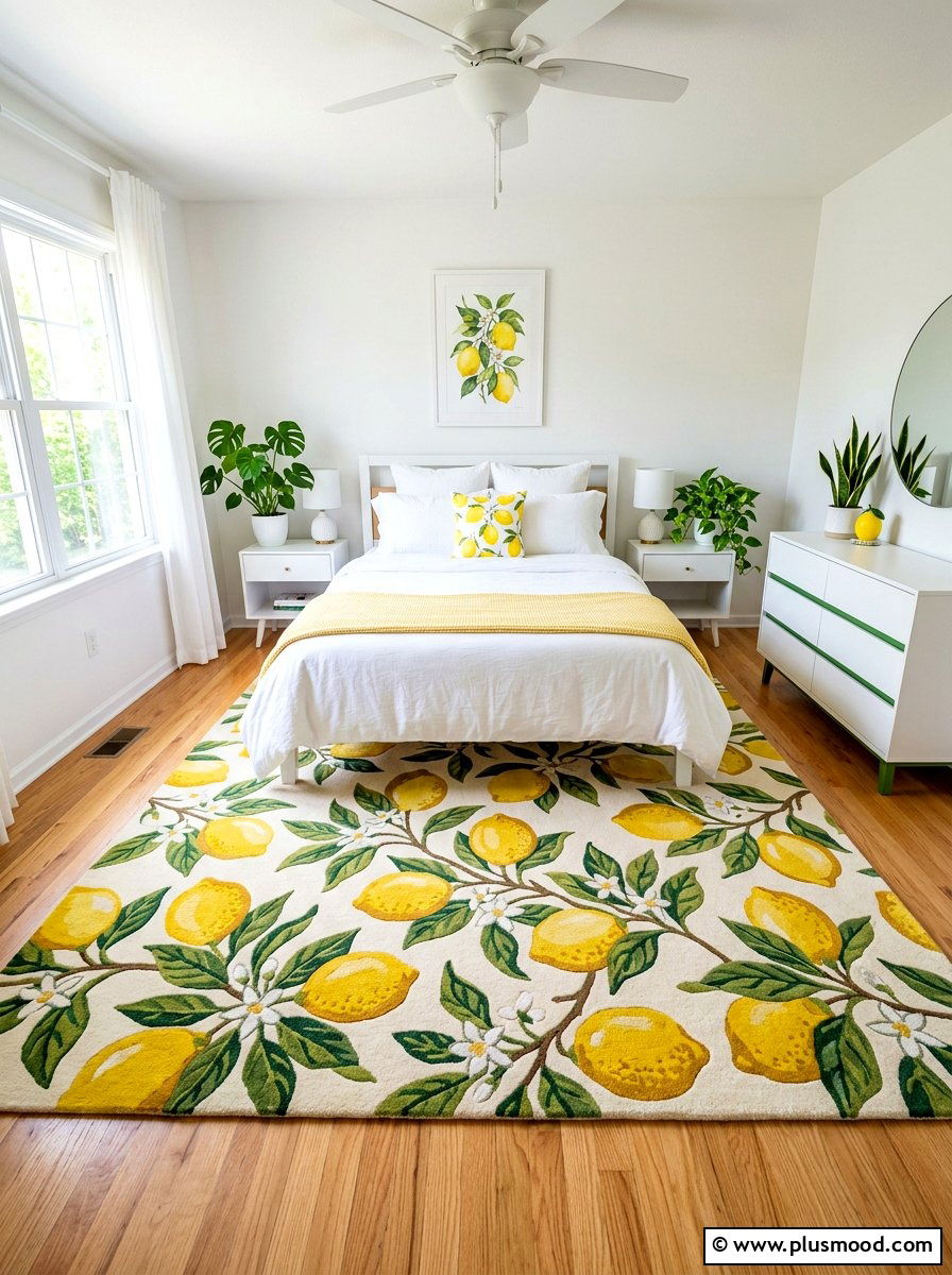 Lemon Area Rug - 25 summer lemon bedroom decor ideas