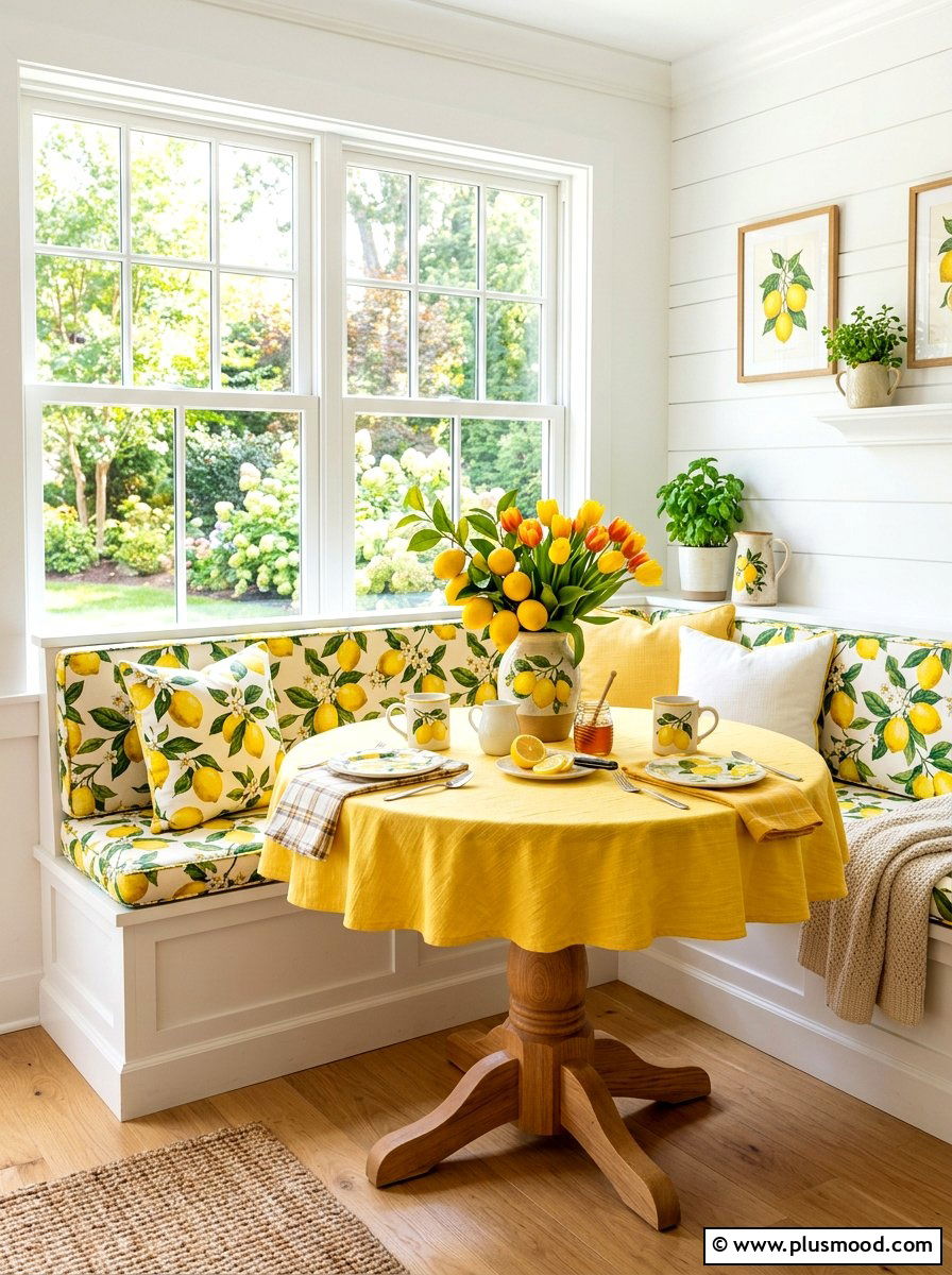 Lemon Breakfast Nook Decor - 25 summer lemon theme decor ideas