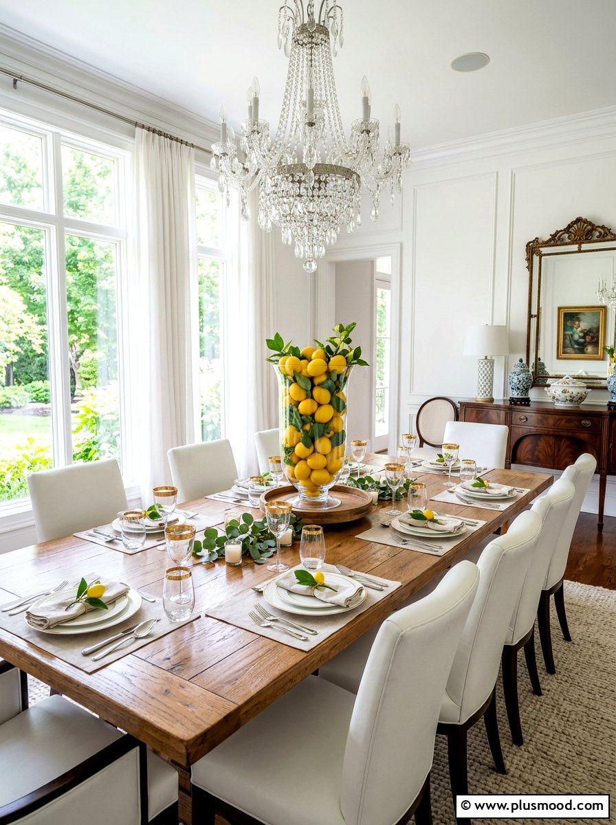 Lemon Centerpiece Dining Table - 25 summer decor ideas with lemons