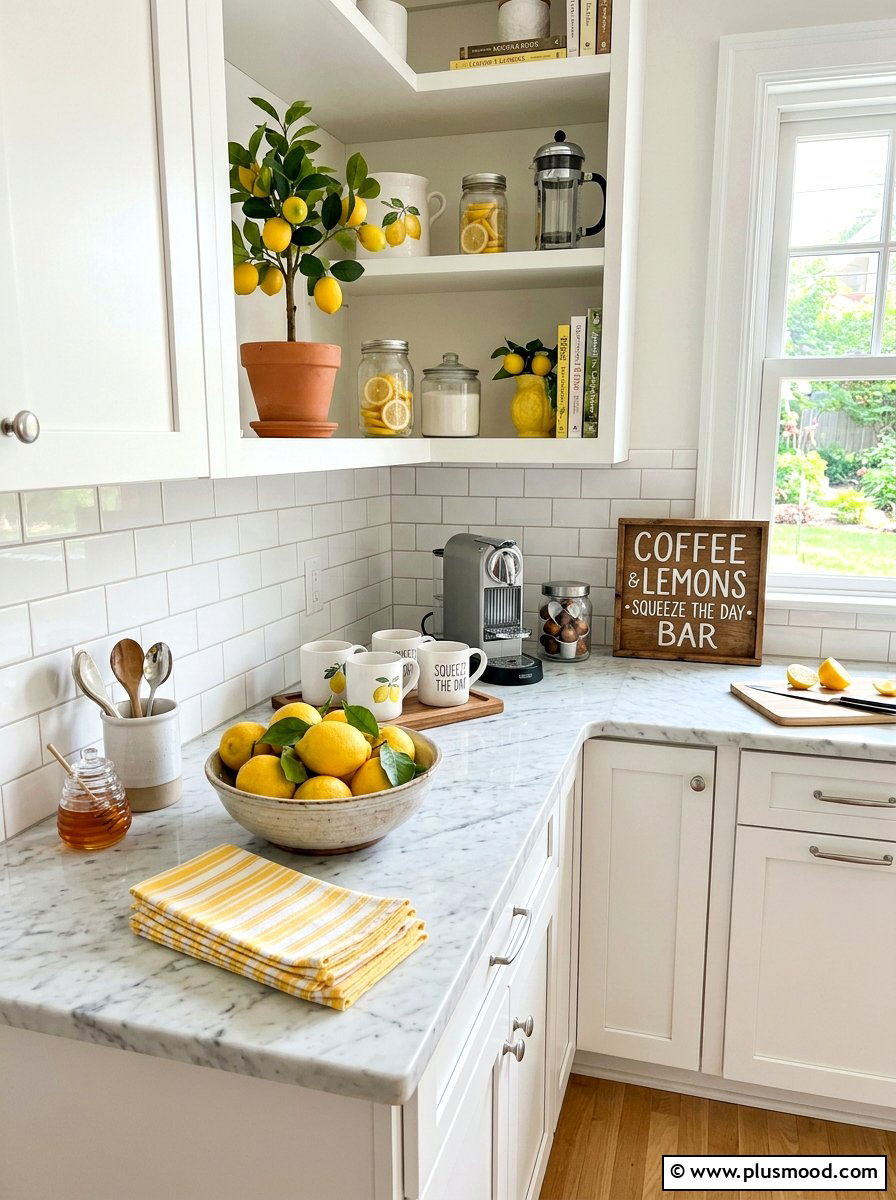 Lemon Coffee Bar - 25 summer coffee bar decor ideas