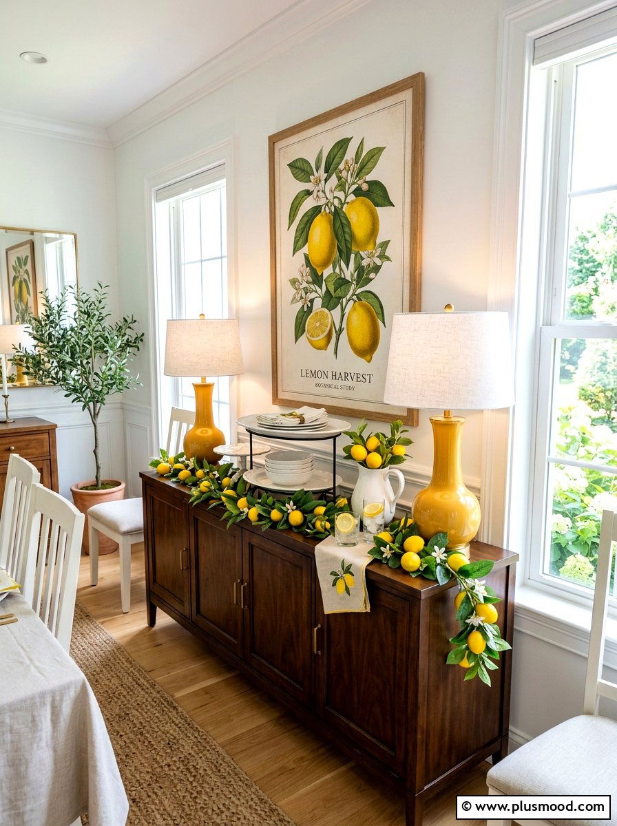 Lemon Dining Room Buffet - 25 summer lemon theme decor ideas