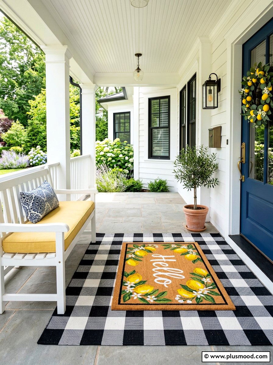 Lemon Door Mat Entryway - 25 summer decor ideas with lemons