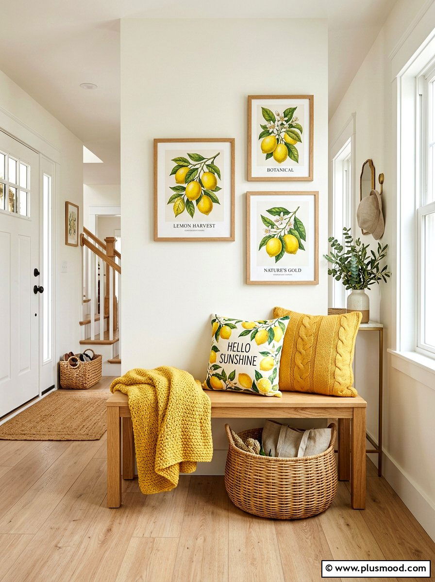 Lemon Entryway Bench Decor - 25 summer lemon theme decor ideas