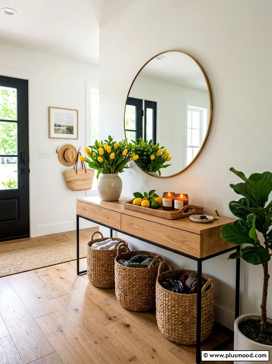 Lemon Entryway Console - 25 late summer lemon decor ideas