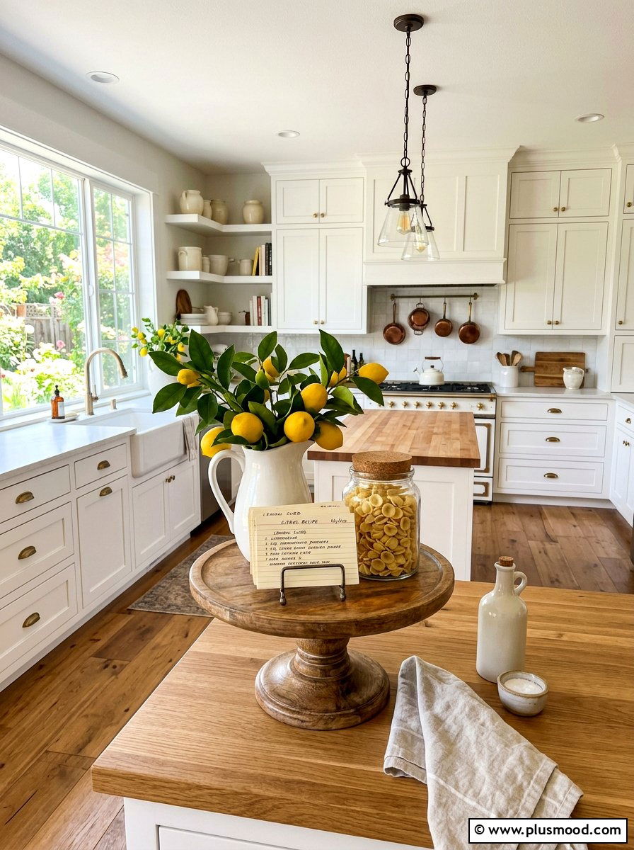 Lemon Farmhouse Kitchen Counter - 25 summer lemon theme decor ideas