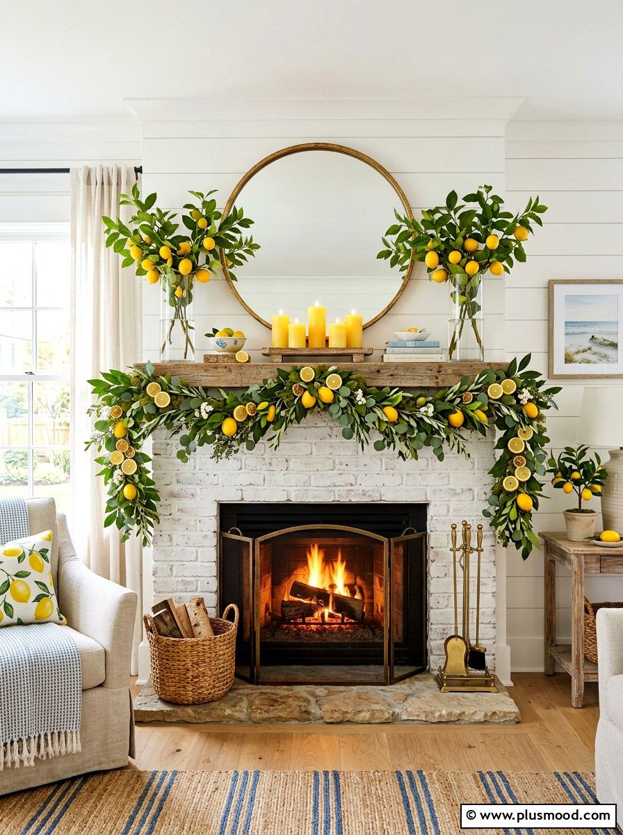 Lemon Fireplace Mantel - 25 late summer lemon decor ideas