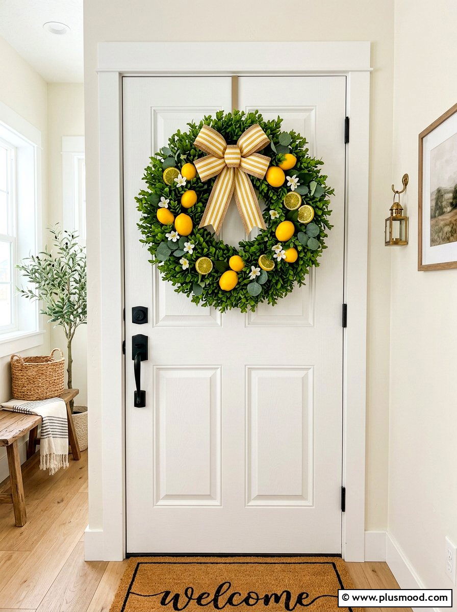 Lemon Front Door Wreath - 25 summer wreath ideas for front door