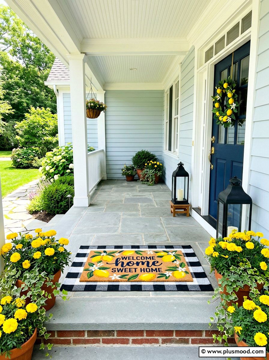 Lemon Front Porch Doormat - 25 summer lemon theme decor ideas