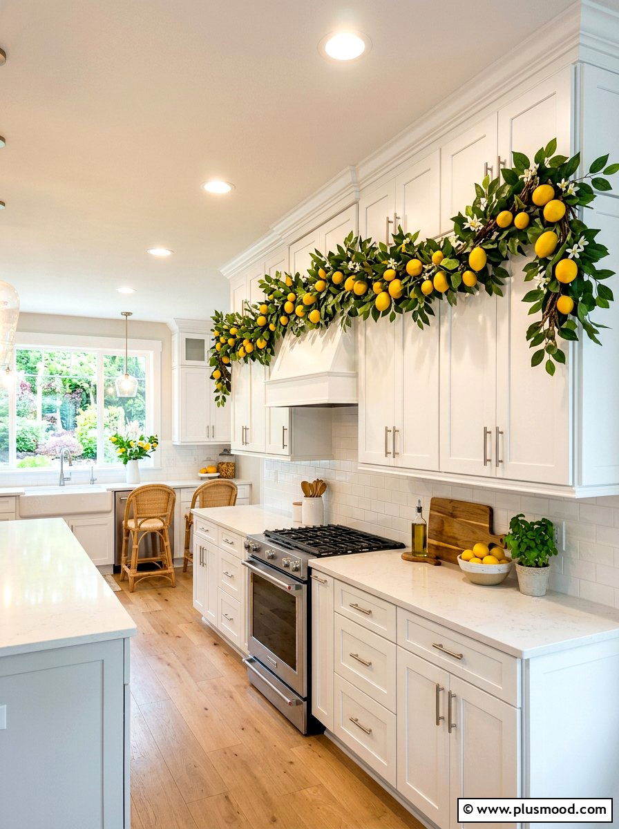Lemon Garland For Cabinets - 25 summer lemon kitchen decor ideas
