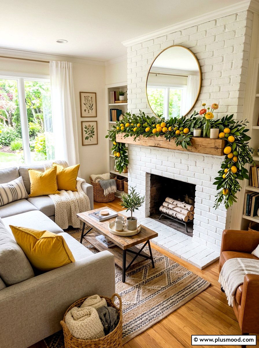 Lemon Garland Mantel - 25 summer decor ideas with lemons