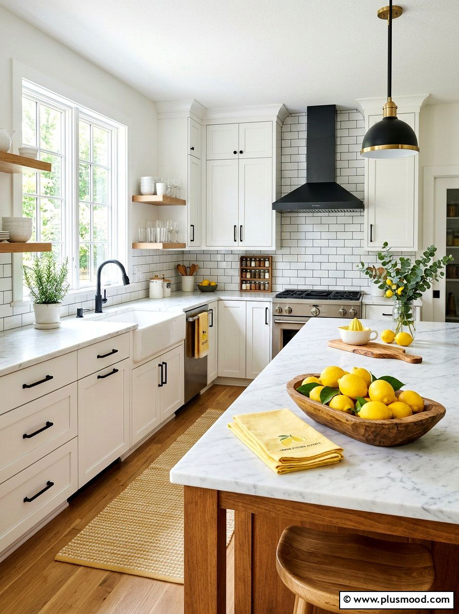 Lemon Kitchen Accents - 25 summer farmhouse home decor ideas