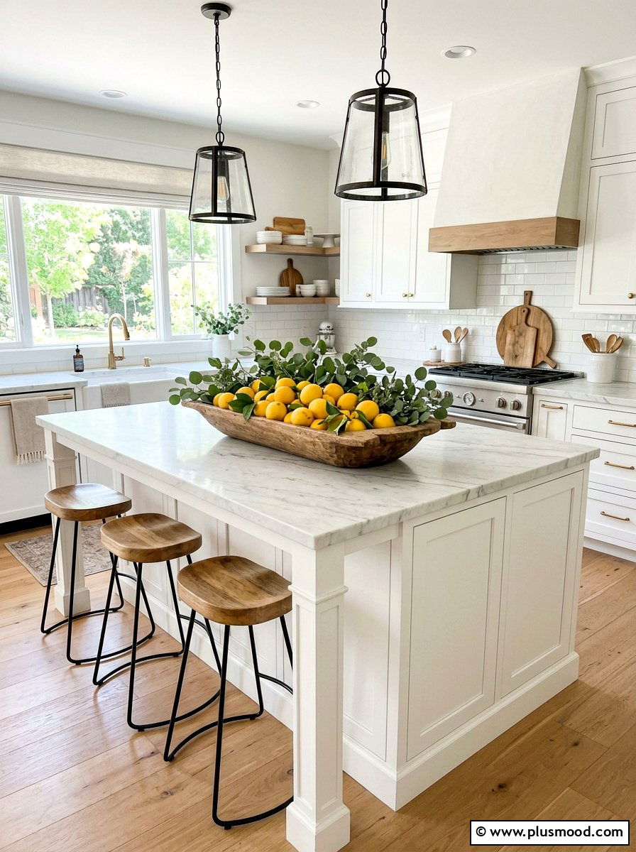 Lemon Kitchen Island Centerpiece - 25 summer kitchen decor ideas with lemons