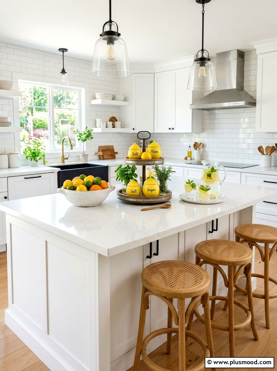 Lemon Kitchen Island - 25 late summer lemon decor ideas
