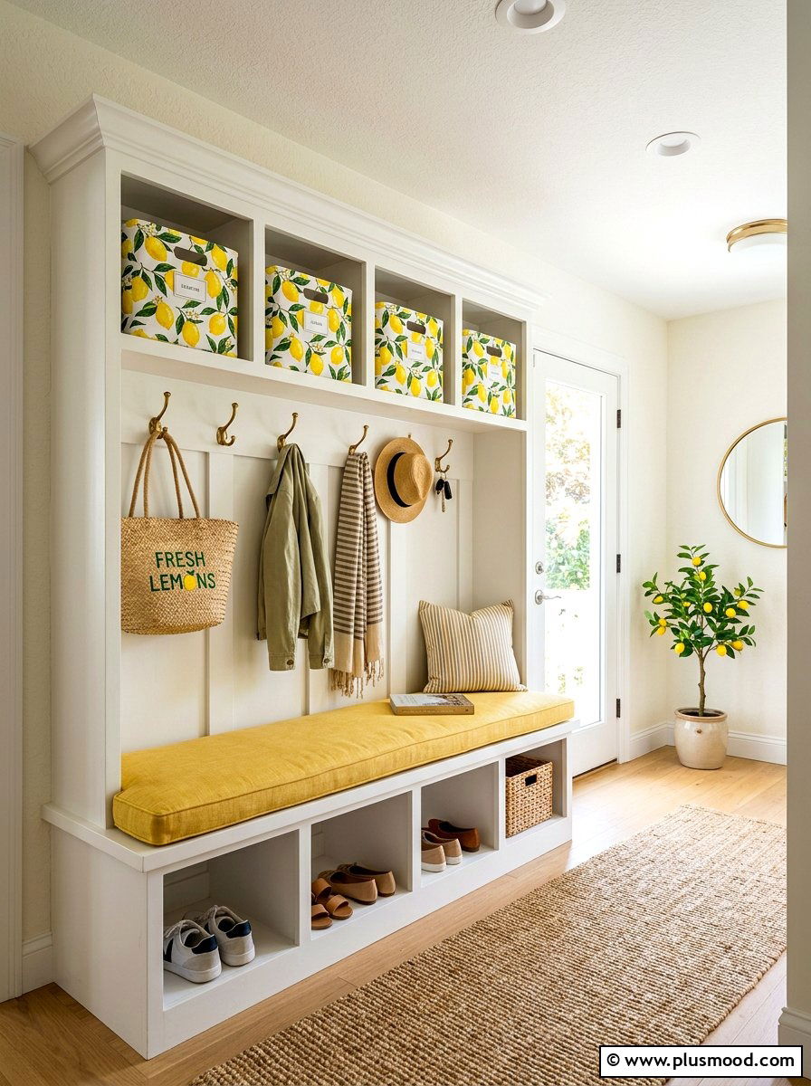 Lemon Mudroom Storage Decor - 25 summer lemon theme decor ideas