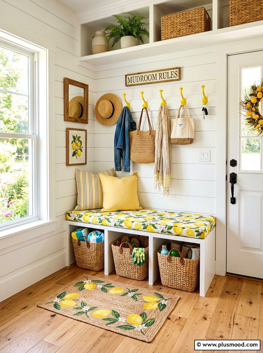 Lemon Mudroom - 25 late summer lemon decor ideas