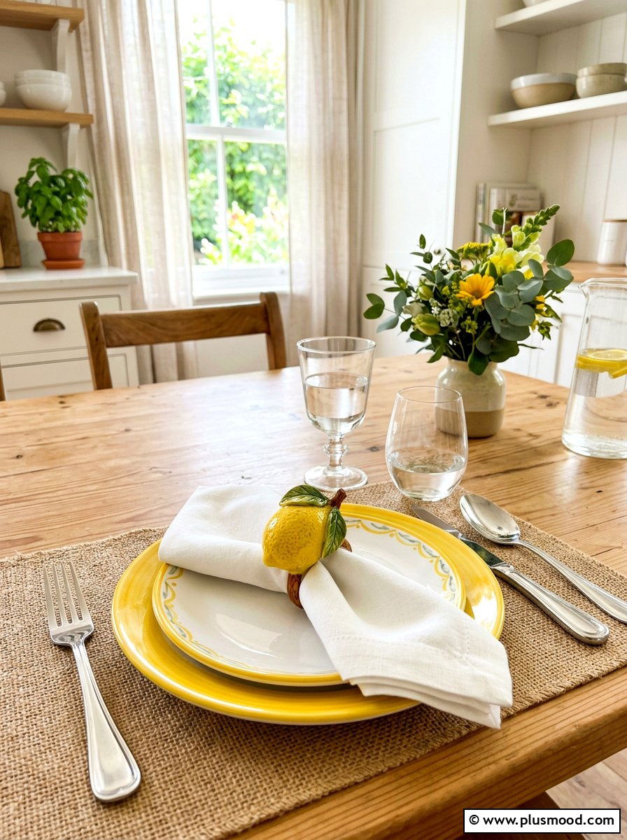 Lemon Napkin Ring Setting - 25 summer kitchen decor ideas with lemons