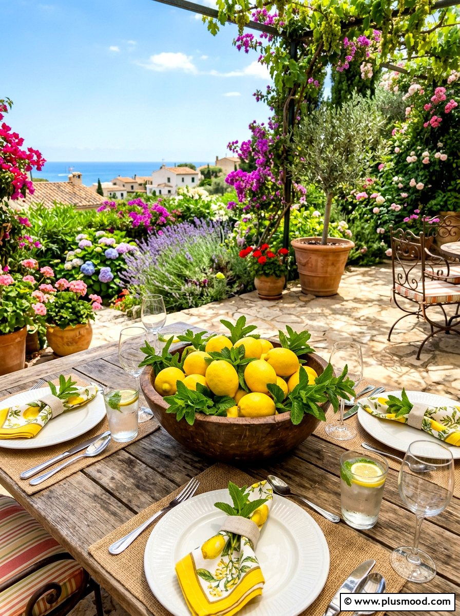 Lemon Outdoor Centerpiece - 25 summer tablescape ideas for outdoor dining