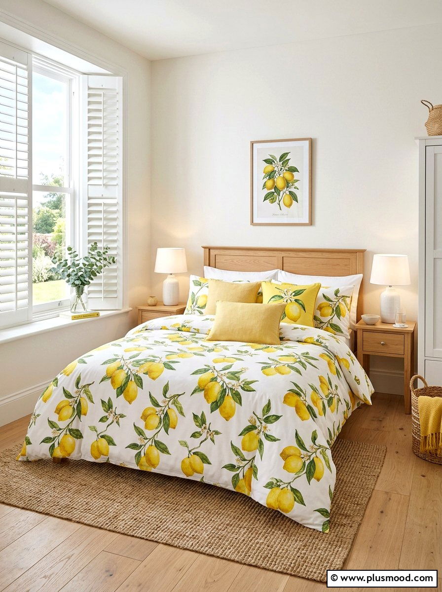 Lemon Pattern Bedding - 25 summer decor ideas with lemons