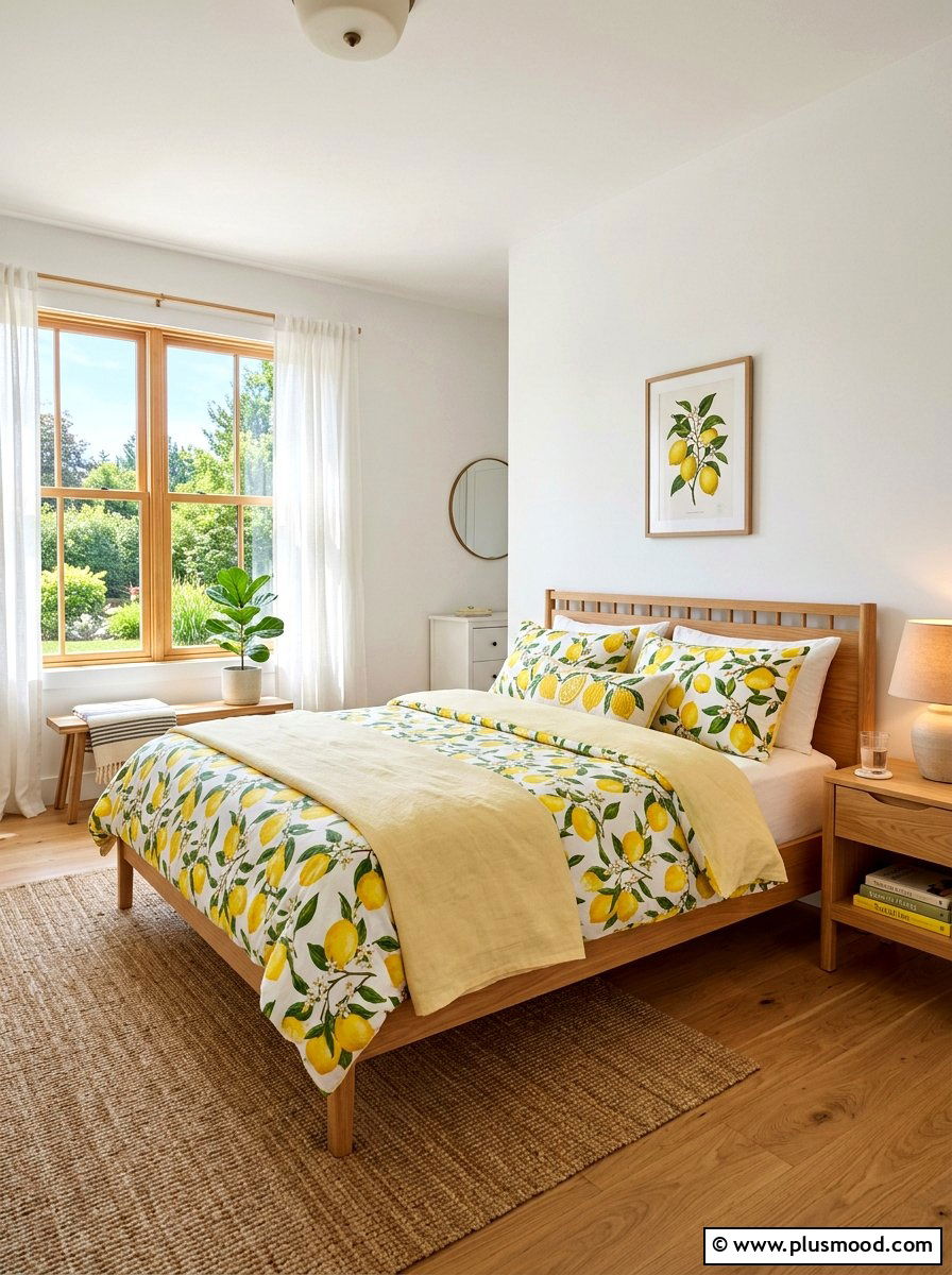 Lemon Pattern Bedding - 25 cool summer bedroom ideas