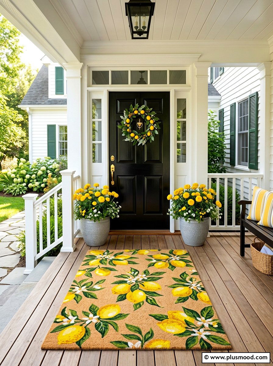 Lemon Pattern Coir Mat - 25 summer front porch mat ideas