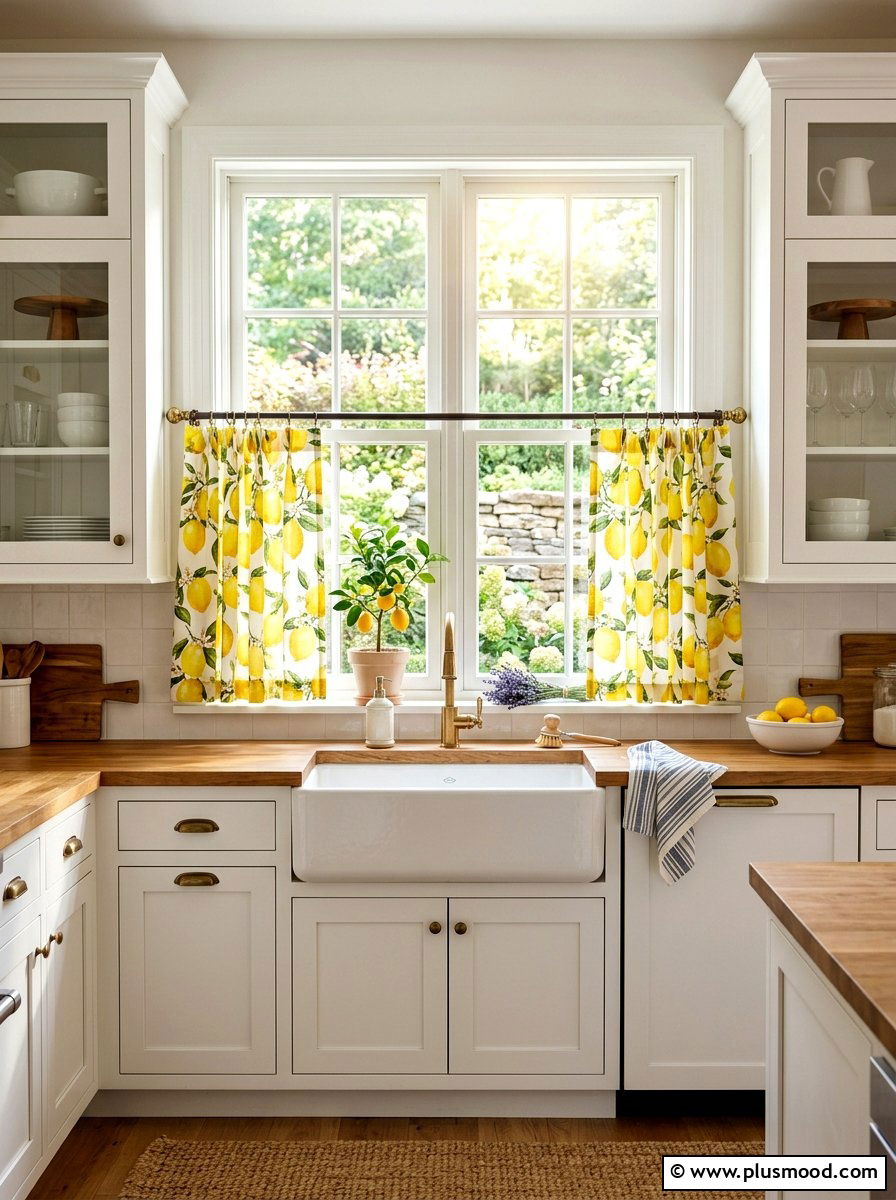 Lemon Pattern Kitchen Curtains - 25 summer kitchen decor ideas with lemons