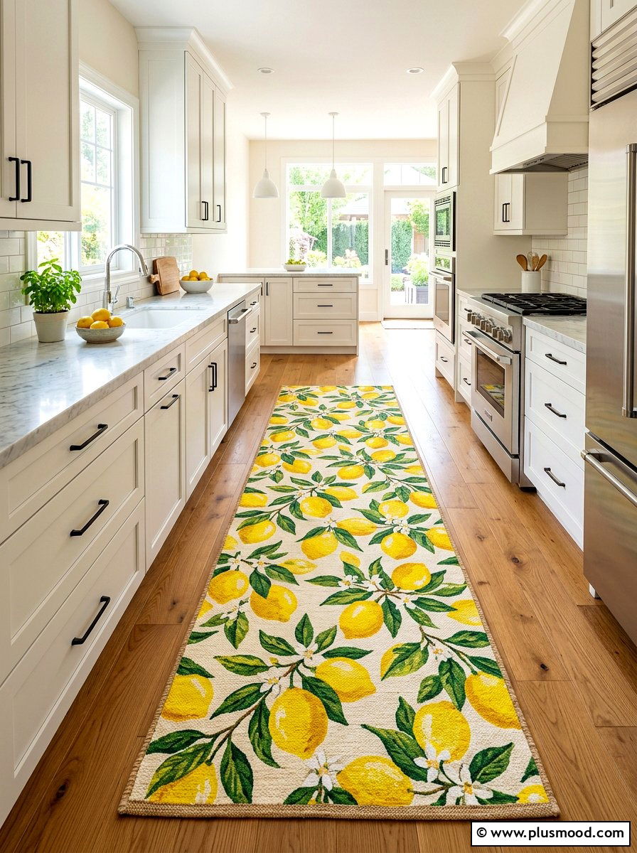 Lemon Pattern Kitchen Rug - 25 summer kitchen decor ideas with lemons