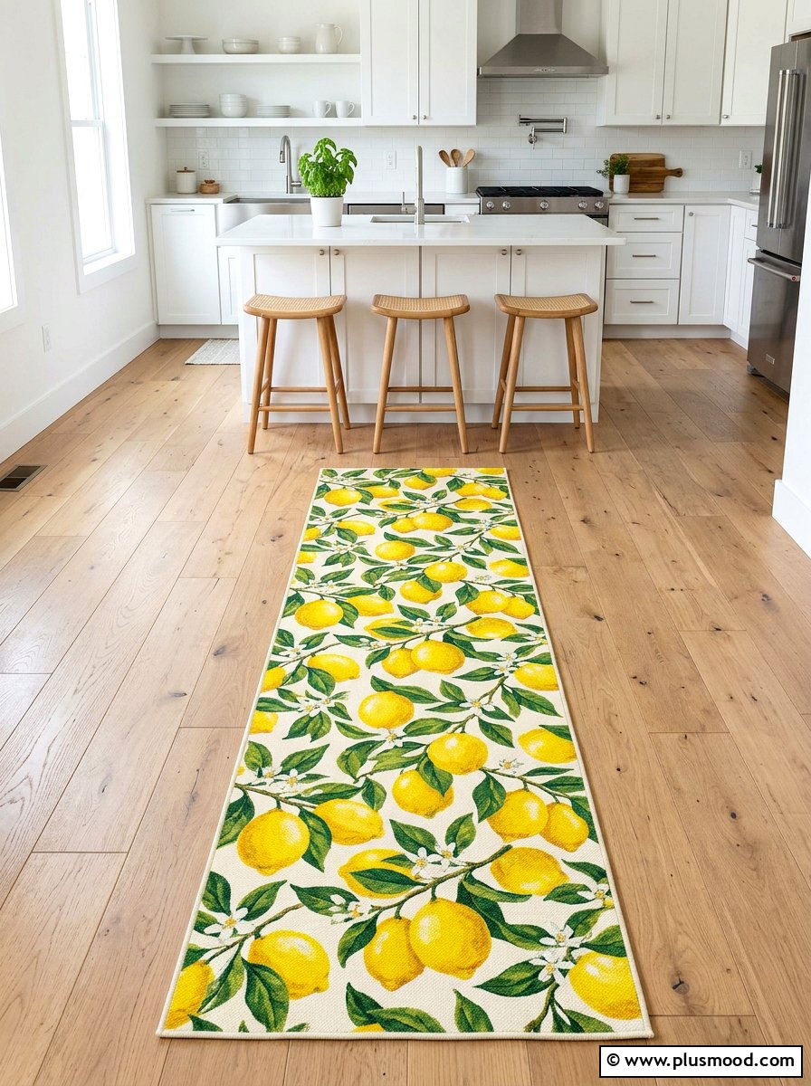 Lemon Pattern Kitchen Runner - 25 summer lemon kitchen decor ideas