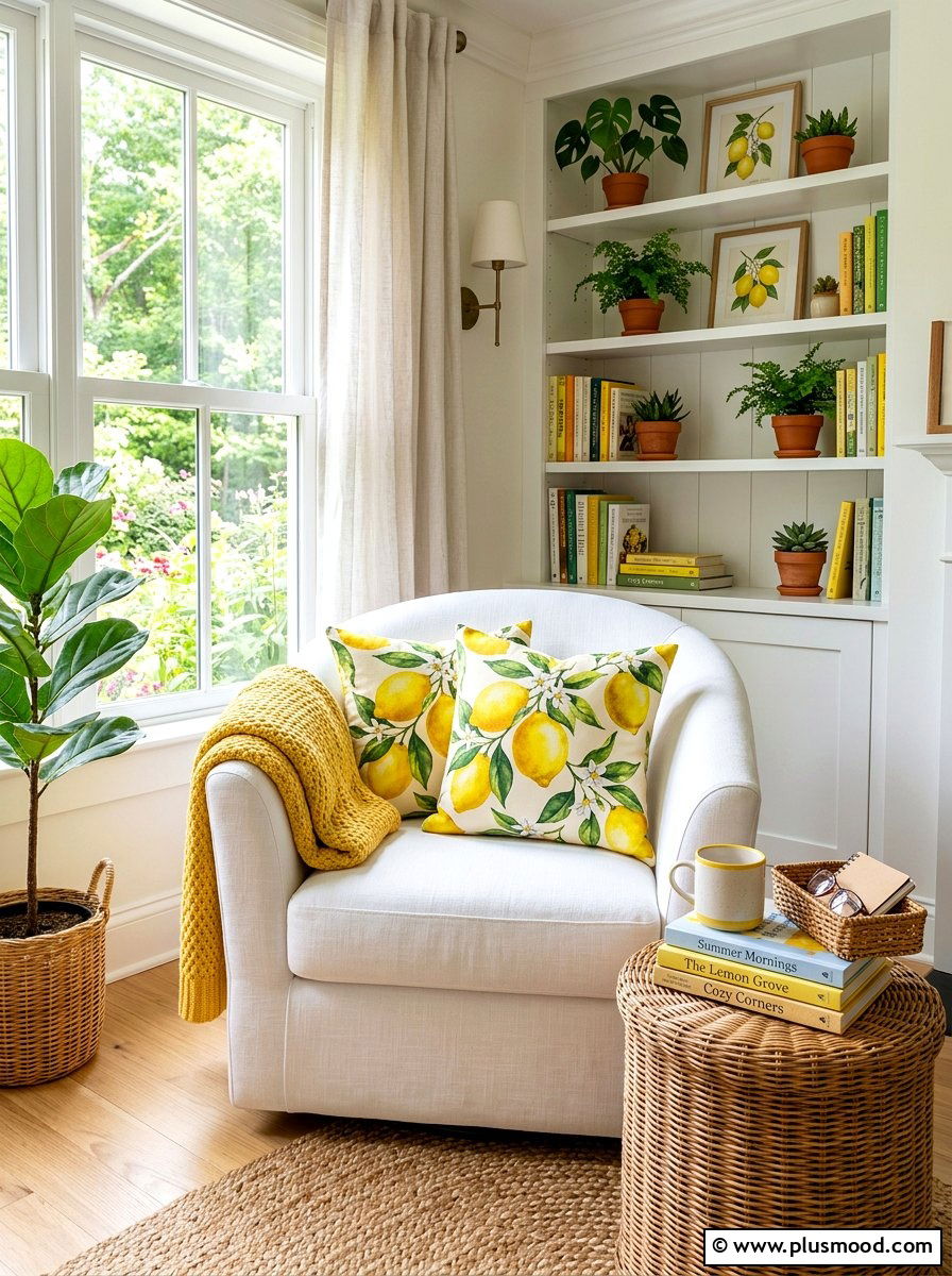 Lemon Pattern Pillows - 25 summer lemon bedroom decor ideas