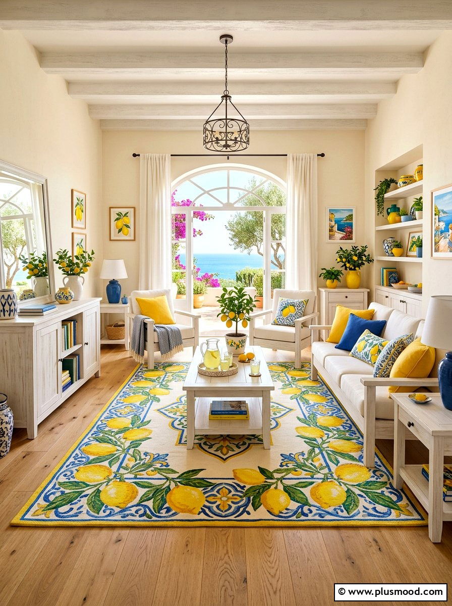Lemon Pattern Rug - 25 summer rug ideas for living room