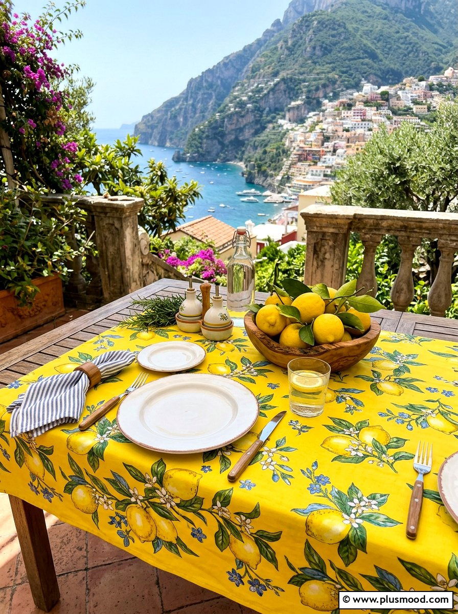 Lemon Pattern Tablecloth - 25 last days of summer decor ideas