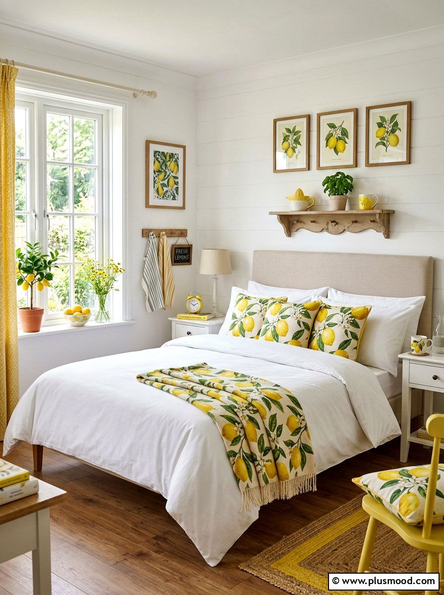 Lemon Patterned Textiles - 25 summer bedroom ideas on a budget