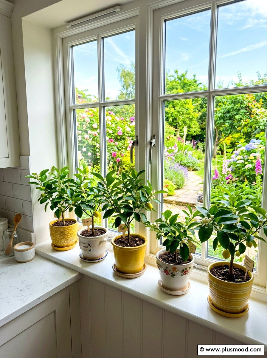 Lemon Potted Windowsill Plant - 25 summer kitchen decor ideas with lemons