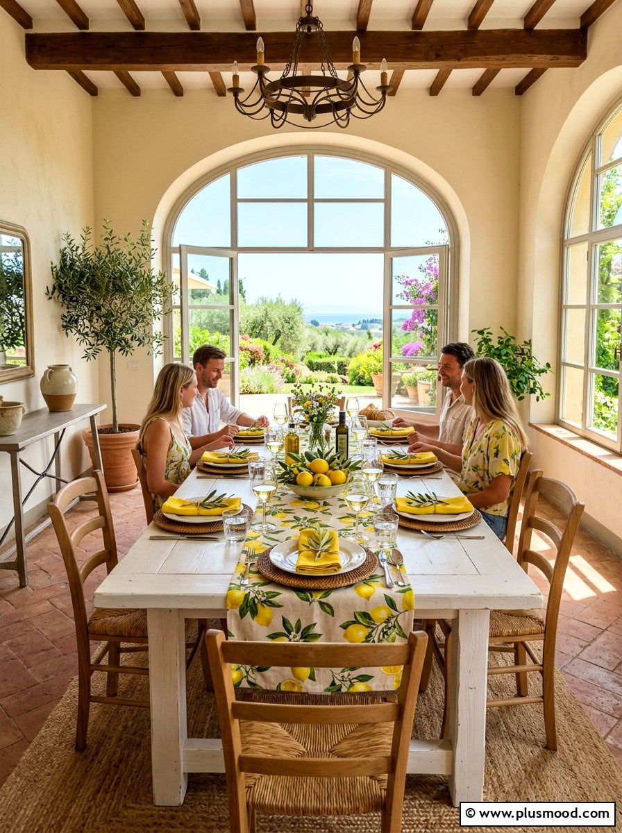 Lemon Print Summer Table Runner - 25 summer table runner ideas for summer