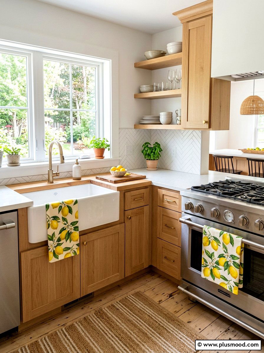 Lemon Print Tea Towels - 25 summer kitchen decor ideas with lemons