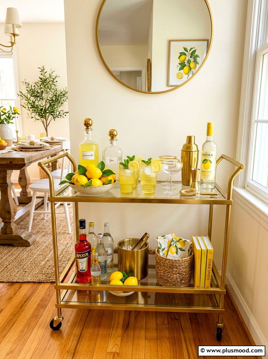 Lemon Squeeze Bar Cart - 25 summer decor ideas with lemons