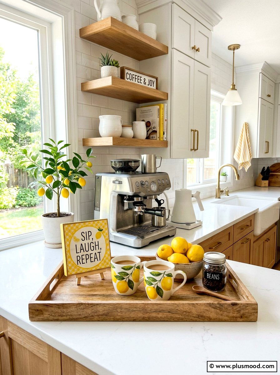 Lemon Squeeze Coffee Station - 25 summer kitchen decor ideas with lemons