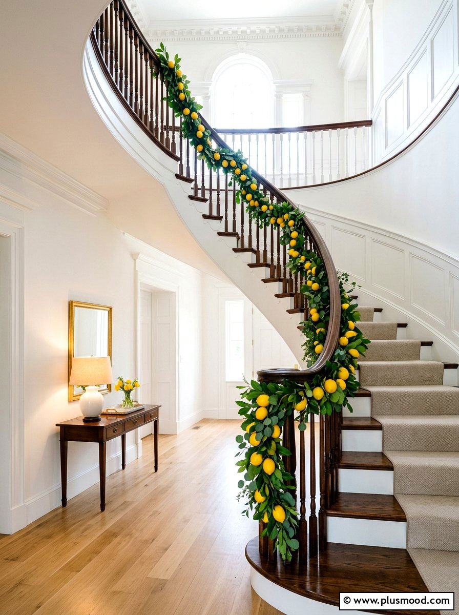 Lemon Staircase Railing Decor - 25 summer decor ideas with lemons