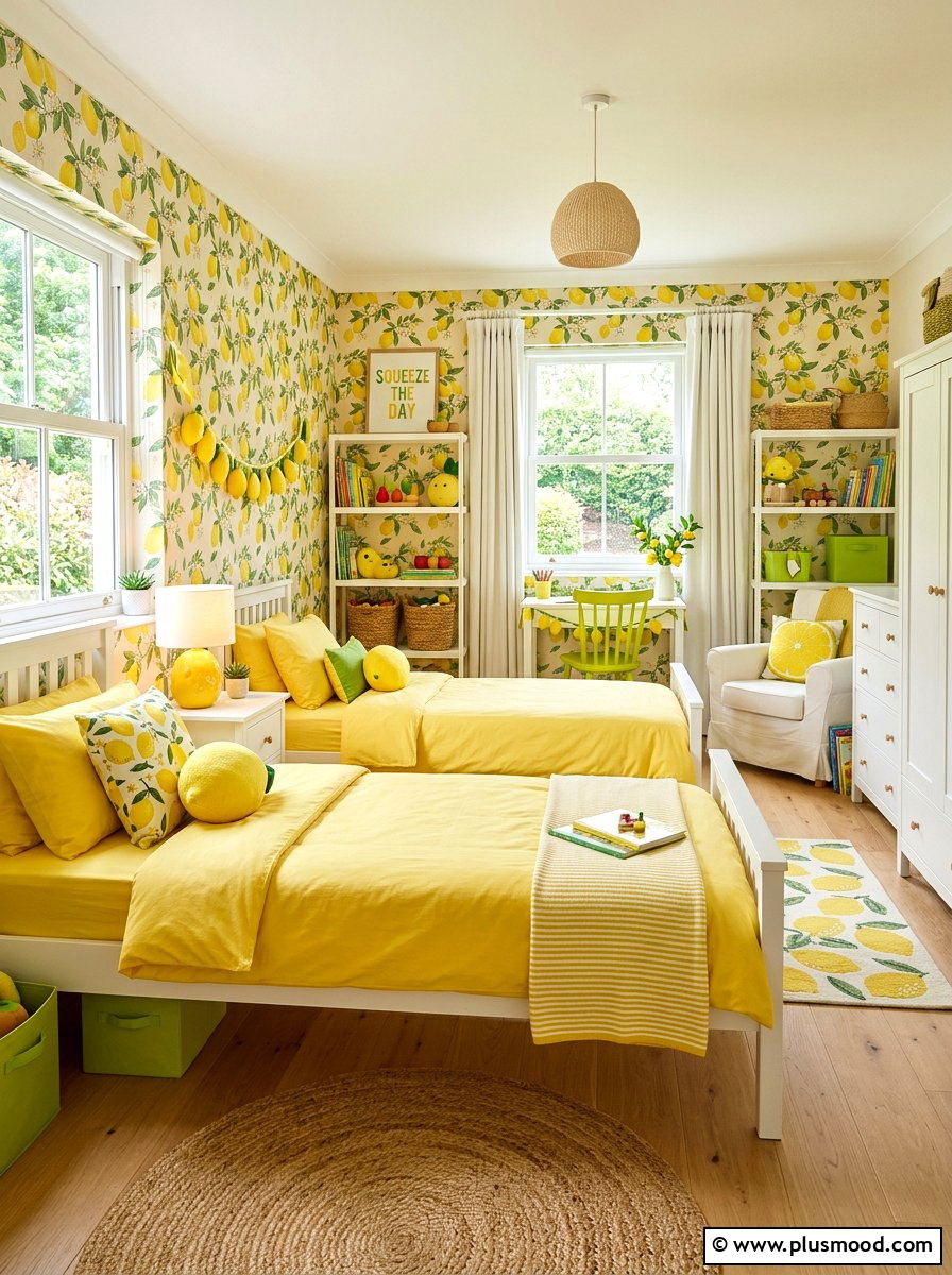Lemon Theme Kids Room - 25 summer kids bedroom ideas