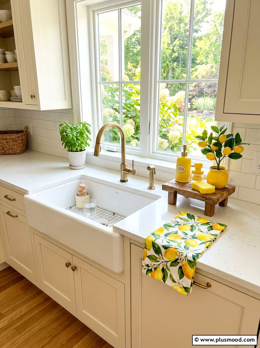 Lemon Theme Kitchen Sink Area - 25 summer kitchen decor ideas with lemons