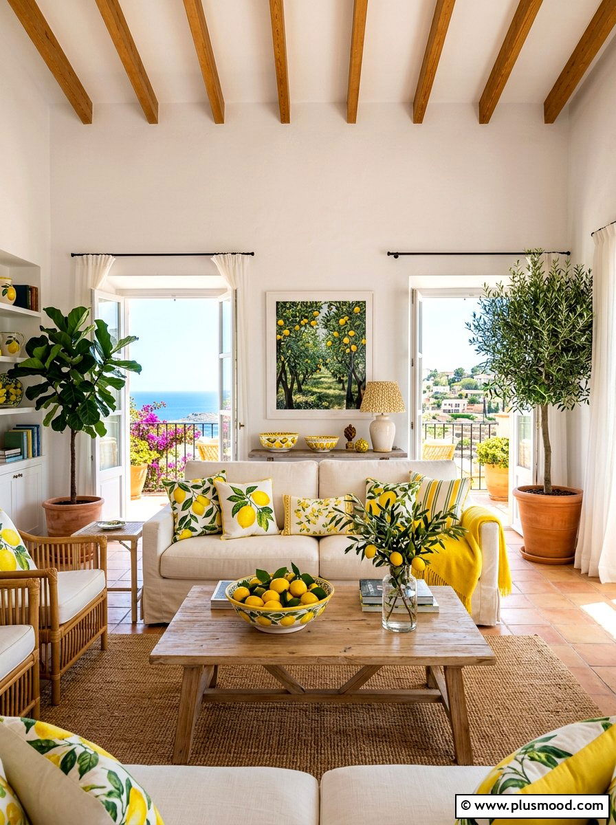 Lemon Theme Living Room - 25 summer living room decor ideas